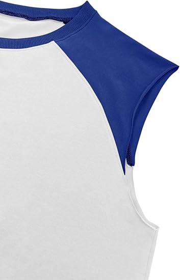 Men's Casual Raglan Sleeve Vest Sleeveless Round Neck T-Shirt Color Block T-Shirt