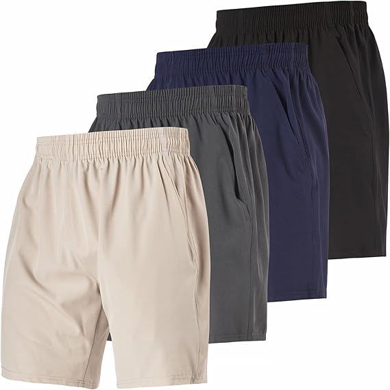 Mens Workout Gym Shorts Men Casual 4 Pack Men's Athletic Running Shorts for Men 7 Inch Inseam