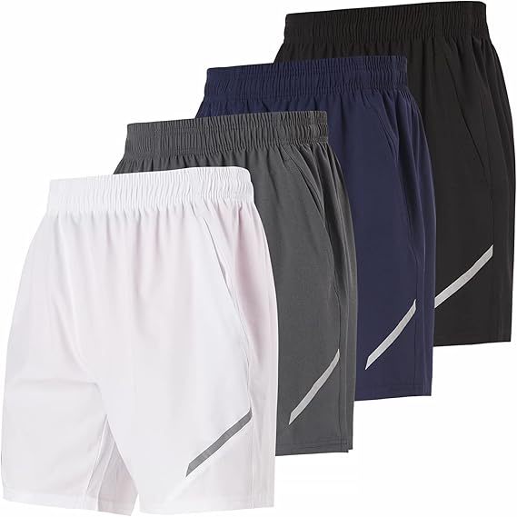 Mens Workout Gym Shorts Men Casual 4 Pack Men's Athletic Running Shorts for Men 7 Inch Inseam