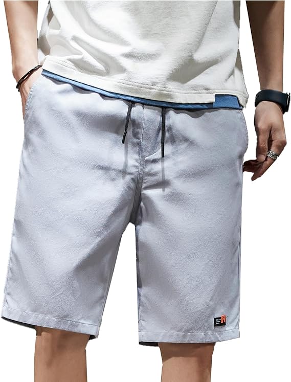 Cotton Men's Summer Athletic Shorts, Quick-Drying Athletic Slim fit with Drawstring and Side Pockets for Running at The Gym