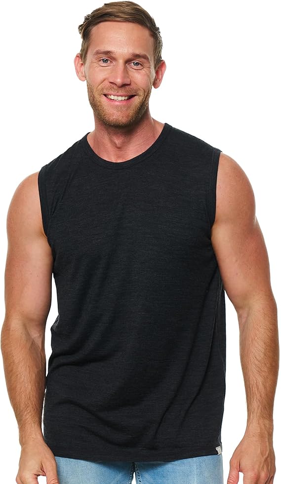 Wool Tank Top Men - Active Merino Wool Undershirt Moisture Wicking Breathable Anti-Odor Lightweight Base Layer