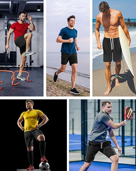5 Pack Mens Athletic Shorts Quick Dry Loose-Fit Lightweight Running Workout Gym Shorts with Pockets
