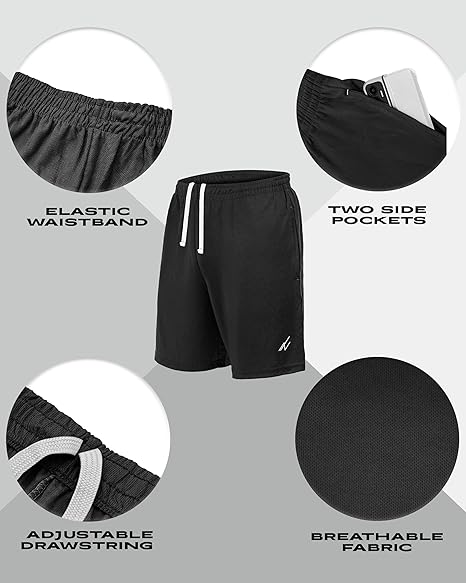 5 Pack Mens Athletic Shorts Quick Dry Loose-Fit Lightweight Running Workout Gym Shorts with Pockets