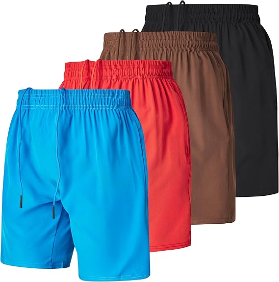 Mens Workout Gym Shorts Men Casual 4 Pack Men's Athletic Running Shorts for Men 7 Inch Inseam