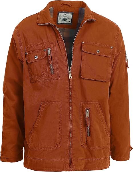 Men's 100% Cotton Casual Outerwear Twill Multi Pocket Cargo Shirt Jacket