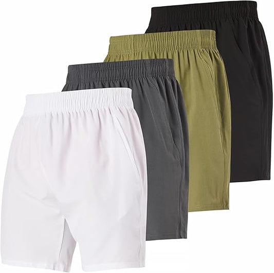 Mens Workout Gym Shorts Men Casual 4 Pack Men's Athletic Running Shorts for Men 7 Inch Inseam