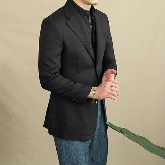 Men’s Slim Fit Single-Breasted Summer Linen Blazer | Breathable & Comfortable | Ideal for Formal Casual Occasions