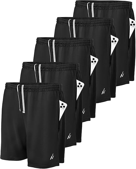 5 Pack Mens Athletic Shorts Quick Dry Loose-Fit Lightweight Running Workout Gym Shorts with Pockets