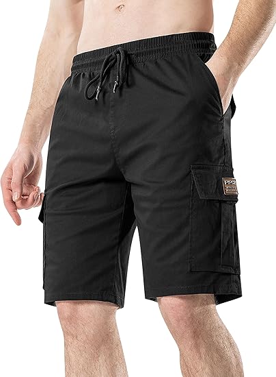 Men's Drawstring Cargo Shorts Loose Fit Shorts with Pockets Work Hiking Summer Sports Shorts for Men